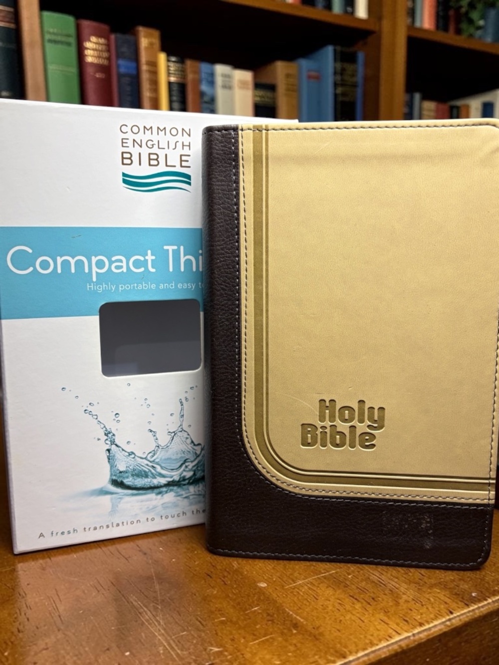 Common English Bible - Compact Thin Bible - Espresso Henley DecoTone New/Pkg.